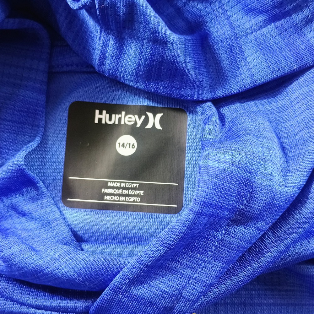Hurley Boys H2O-Dri Hoodie Blue 14/16 Graphic Logo Lightweight Sweatshirt - Picture 3 of 8